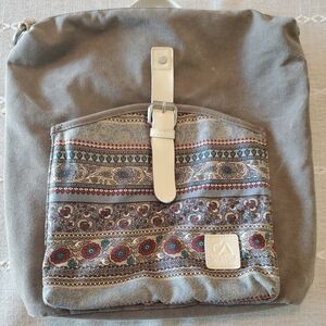 Canvas Backpack with Patterned Pocket